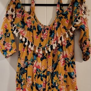 Yellow ruffle top